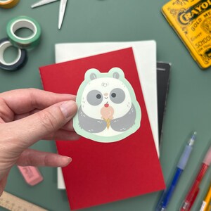 Adorable Panda Eating an Ice Cream Cone Vinyl Sticker: Cute and Durable Decals for Your Water Bottle, Laptop, Notebook, and More!