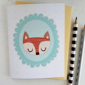 Fox Illustrated Notecard Single zdjęcie 1