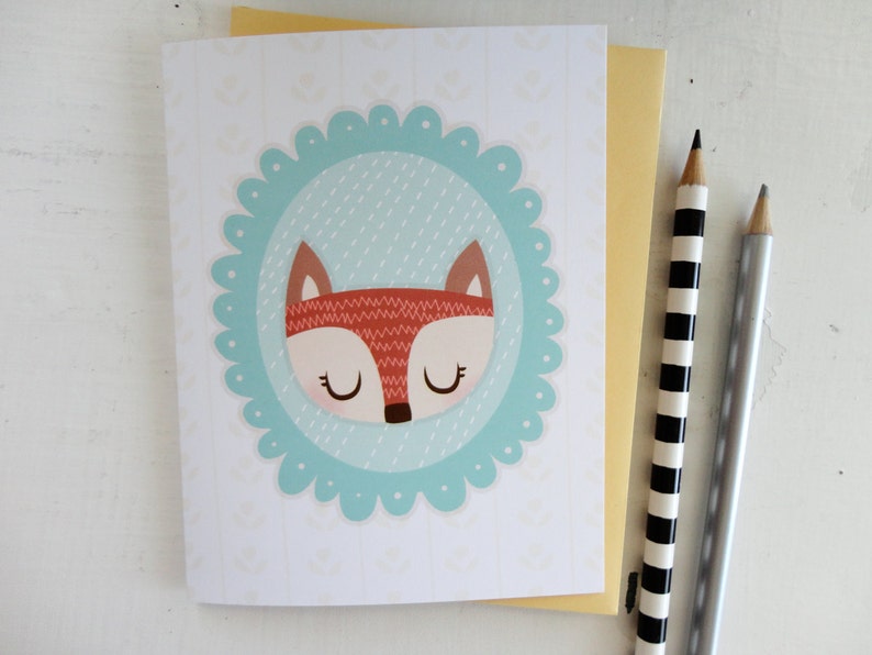 Fox Illustrated Notecard Single zdjęcie 1