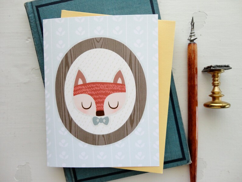 Mr Fox Illustrated Notecard Single image 1