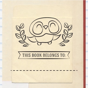 Owl Book Stamp, Bird Book Stamp, This Book Belongs to Stamp image 1