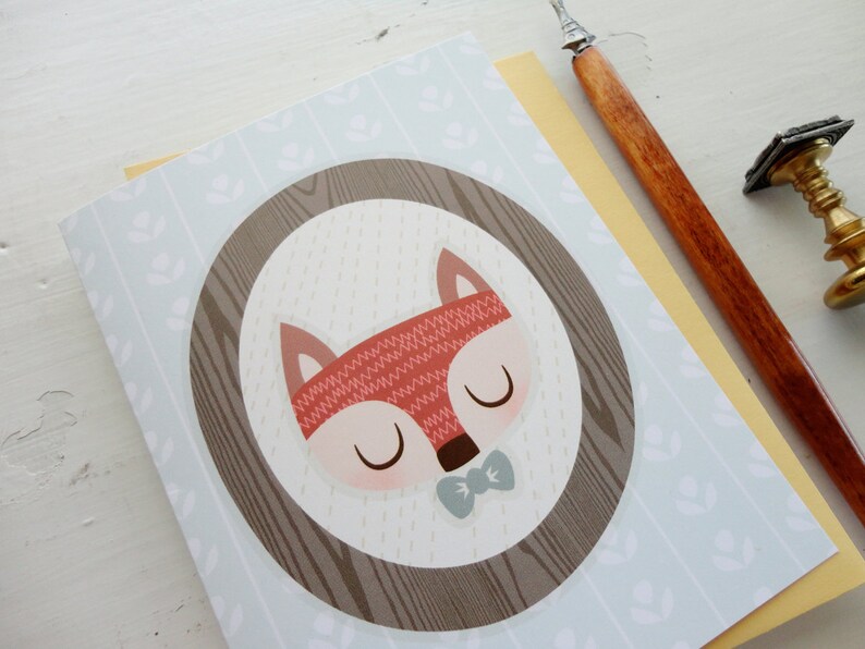 Mr Fox Illustrated Notecard Single image 2