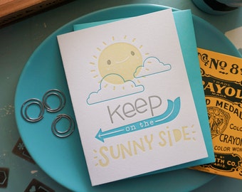 Keep on the Sunnyside Sunshine Illustrated Letterpress Notecard (Single)