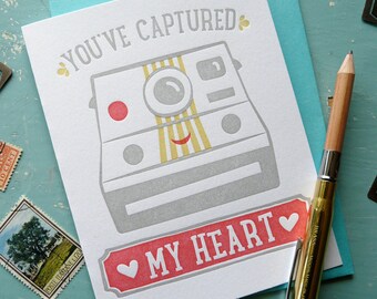 You've Captured My Heart Camera Illustrated Letterpress Notecard (Single)