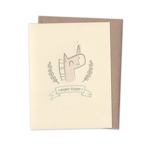 Super Duper Unicorn Illustrated Letterpress Notecard Single image 3