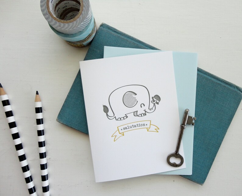 Salutation Letterpressed Note Card 1pc Etsy