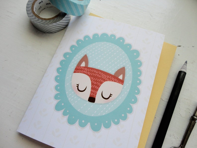 Fox Illustrated Notecard Single zdjęcie 2