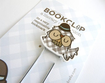 Illustrated Bookmark : Owl with Bowler Hat