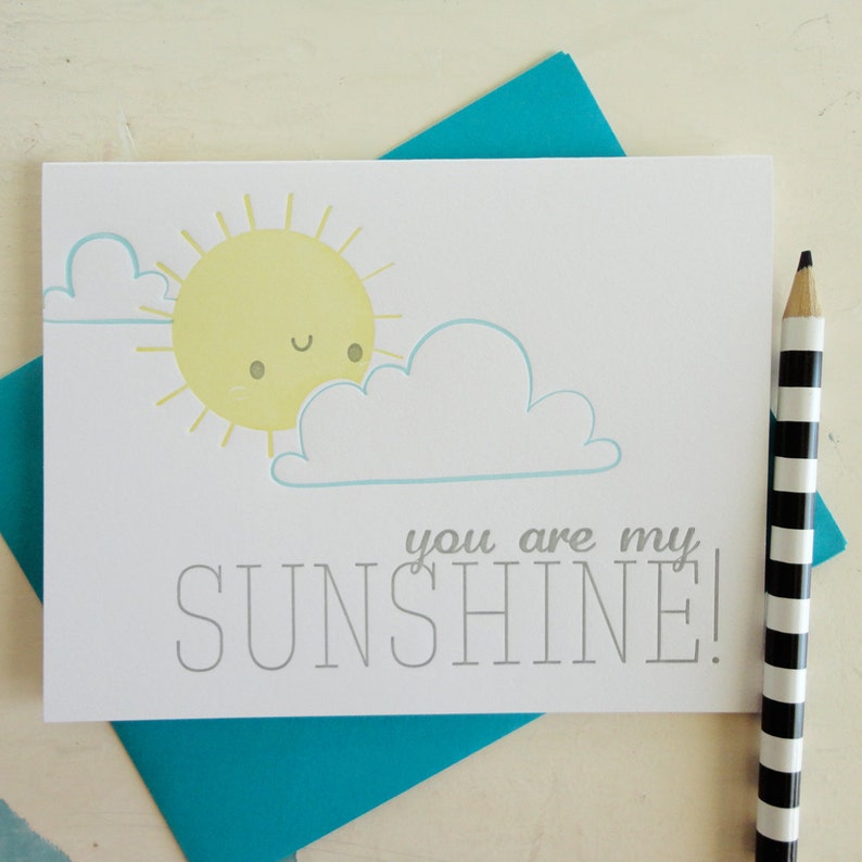 You Are My Sunshine Illustrated Letterpress Notecard Single image 1