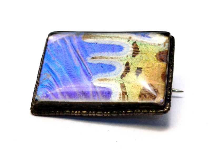 Vintage Art Deco sterling silver hallmarked butterfly wing rectangular brooch pin