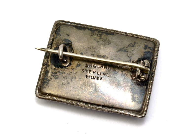 Vintage Art Deco sterling silver hallmarked butterfly wing rectangular brooch pin
