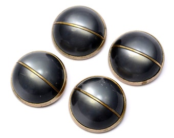 Set of four vintage grey domed plastic moonglow metal band buttons, medium 3/4 inch (C10)