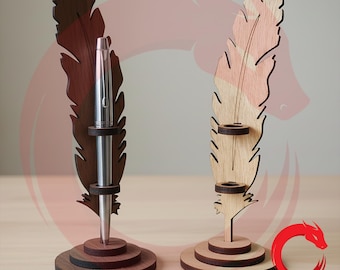 Soporte para bolígrafo de plumas cortado con láser SVG, soporte para lápices de madera glowforge, archivos DXF, archivo de corte de plantilla vectorial Cdr, patrón cnc Ai en PDF