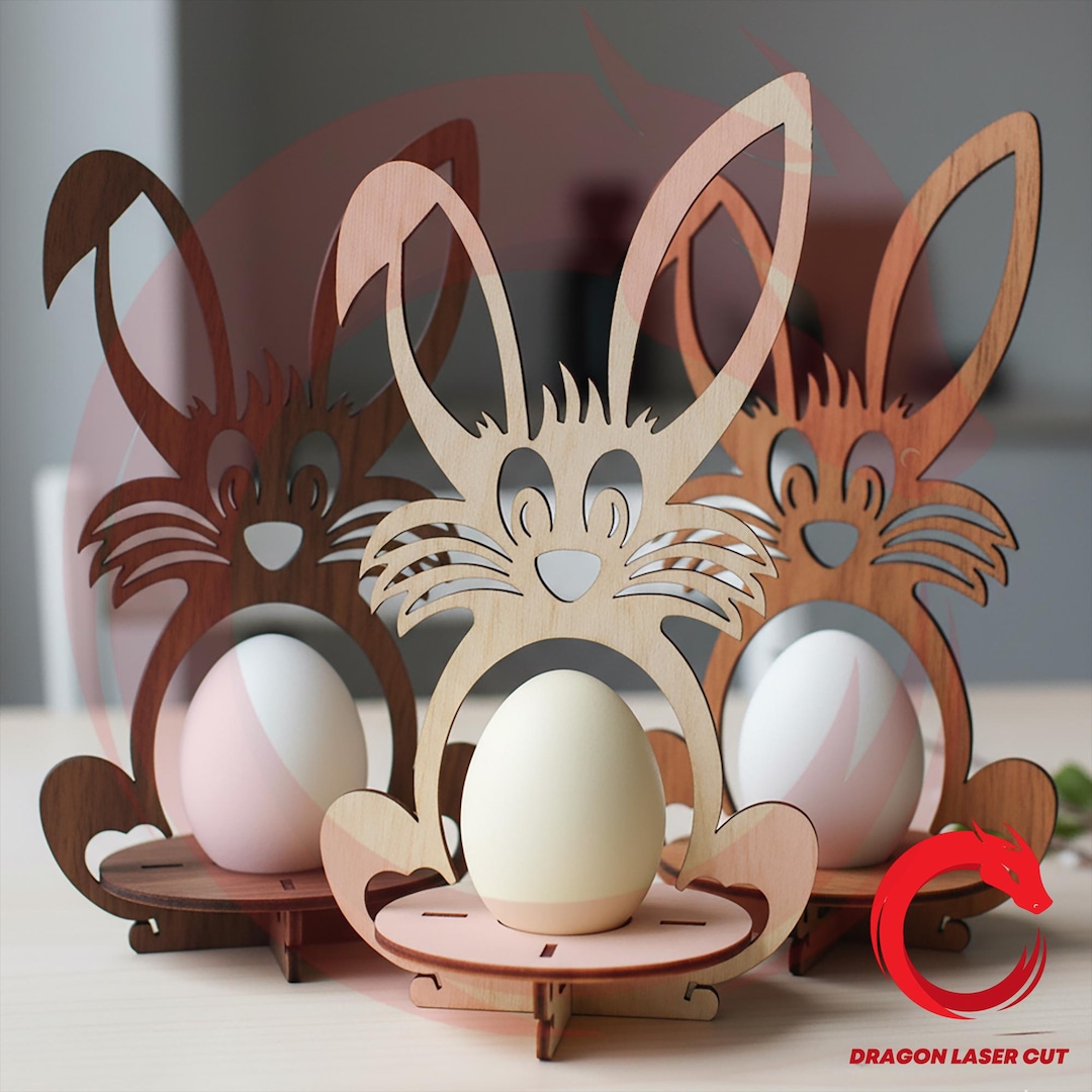 Laser Cut Bunny Easter Egg Holder 3d Puzzle SVG Glowforge Easter Decor ...