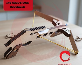 Laser cut Crossbow mechanical model 4 and 6mm SVG glowforge wood toy files Vector template file Dxf Pdf Eps Cdr cnc pattern