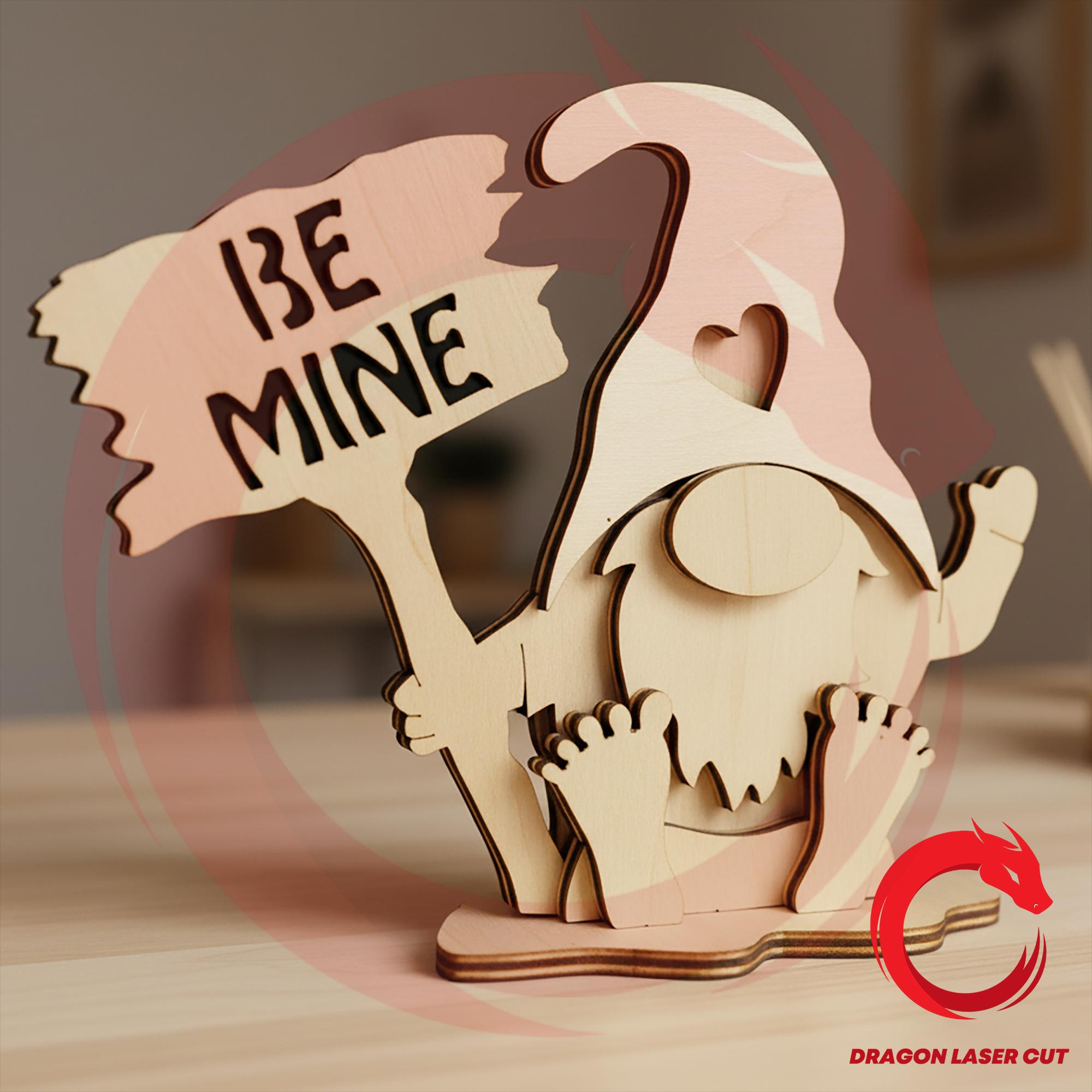 Laser Cut Valentine Gnome 3D Puzzle SVG CO2 Glowforge Wood Valentive ...