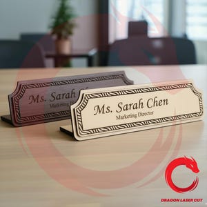 Laser cut Office Desk Name Plate SVG bundle glowforge wood organiser f DXF files Vector template file Ai Eps cnc