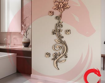 Laser cut Flower Wall Art Decor SVG glowforge files Vector template file DXF pattern