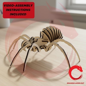 Laser cut tarantula spider 3d puzzle SVG glowforge wood animal files Vector template file DXF Pdf Eps cnc dragon pattern