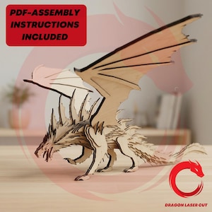 Laser cut files dragon 3d puzzle SVG glowforge wood svg file Vector template dinosaur animal DXF Pdf Eps cnc pattern