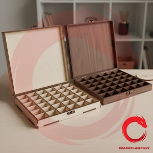 Laser cut organizer box with 36 sections SVG glowforge wood organizer DXF files Vector template cutting file Eps Pdf cnc