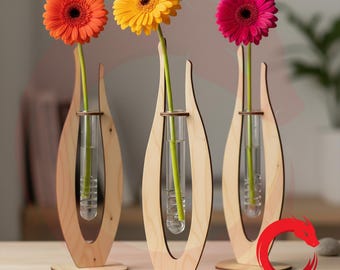 Laser cut Modern Flower Vase Flask Stand SVG bundle glowforge wood files Vector template puzzle Dxf Pdf Eps Cdr cnc pattern