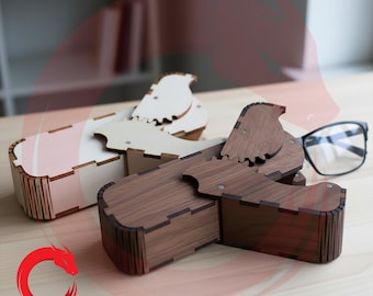 Lasergesneden mechanische brillenkoker doos SVG bundel glowforge hout Geared bestanden Vector sjabloon snijden bestand Dxf Pdf Eps Cdr cnc patroon