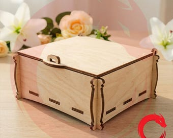 Laser cut Keepsake Box with Lock SVG glowforge storage organizer files Vector cutting template DXF Cdr Ai Pdf Eps file cnc pattern