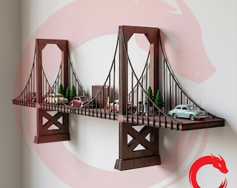 Laser cut file SVG Template Wall Shelf Bridge Shaped 3d assembly model home decor Vector puzzle Dxf Eps Pdf Cdr Ai cnc pattern template