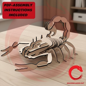 Laser cut SVG Template Scorpion 3mm assembly 3D model animal toy cutting file Vector files Dxf Eps Ai Pdf cnc