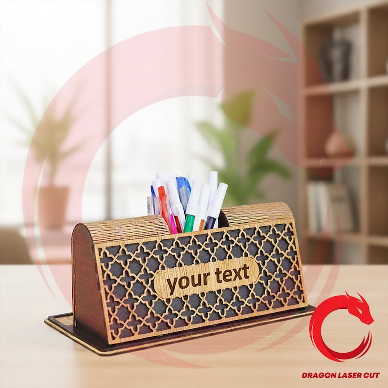 Laser Cut SVG Template Personalized Office Desk Organizer 3mm 3D Model ...