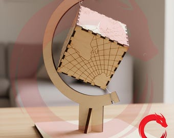 Lasergesneden kubus wereldbol met standaard 3 mm puzzel 3D SVG bundel glowforge DXF-bestanden Vector sjabloon Eps Pdf Cdr cnc