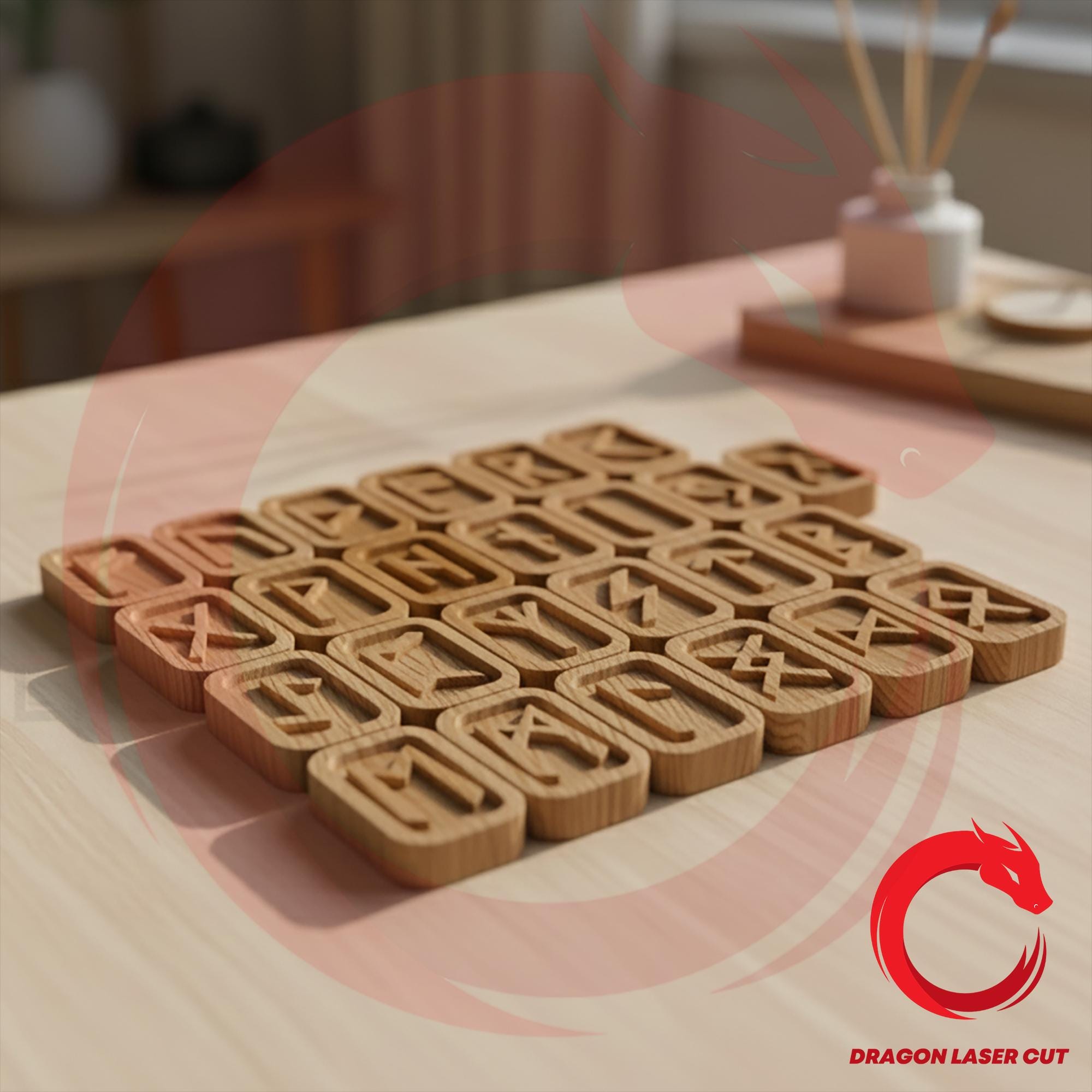 Laser Cut Wooden Set of Runes SVG File Glowforge Wood Celtic Runes DXF ...