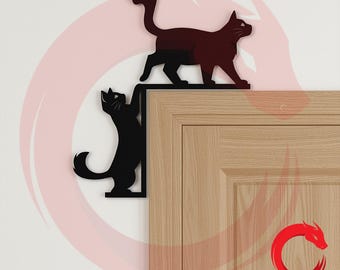 Laser cut Cat Trim Corner for door SVG bundle glowforge wood drawer svg files Vector laser template puzzle file Dxf Ai Eps cnc pattern