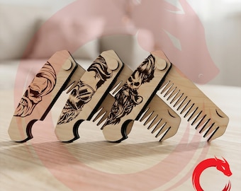 Laser cut Pocket Comb SVG glowforge wood hair brush DXF files Vector template cutting combs file Cdr Eps Pdf Ai cnc pattern