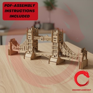 Laser cut file Tower Bridge wooden 3d model SVG bundle glowforge London building Vector template puzzle file Dxf Pdf Eps Cdr cnc pattern