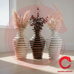 Laser cut vase 10mm SVG glowforge wood floor lamp files Vector template puzzle Dxf Pdf Eps Cdr cnc pattern