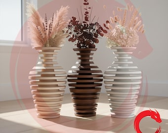 Laser cut vase 10mm SVG glowforge wood floor lamp files Vector template puzzle Dxf Pdf Eps Cdr cnc pattern