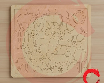 Laser geschnitten Holz Holz Puzzle Kinder Lernspielzeug SVG Schneiddateien Vektor Vorlage Puzzle für Kinder Dxf Eps cnc