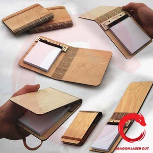 Wycinana laserowo drewniana składana okładka na notes SVG glowforge drewniane okładki Wektorowy szablon laserowy puzzle Plik wycinany laserowo DXF Pdf Png Eps cnc