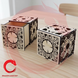 Laser cut Hellraiser Puzzle Box SVG bundle glowforge wood Hell cube files Vector template cut Dxf Pdf Eps Cdr cnc pattern