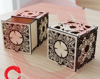 Laser cut Hellraiser Puzzle Box SVG bundle glowforge wood Hell cube files Vector template cut Dxf Pdf Eps Cdr cnc pattern
