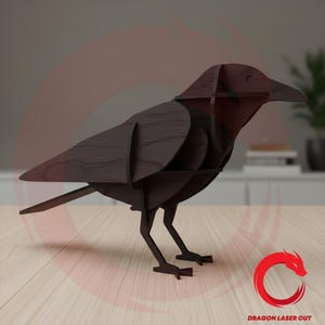 Laser cut raven SVG bundle glowforge wood crow svg files Vector template puzzle cutting file DXF Pdf Eps cnc bird pattern