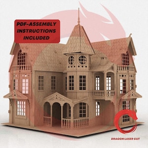 File di taglio laser Svg Modello Castello 3 mm Modello di assemblaggio 3d Giocattolo educativo SVG Bundle Casa delle bambole Puzzle vettoriale Dxf Eps Pdf Cdr Ai Svg cnc
