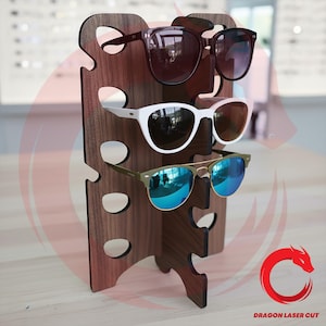 Laser geschnitten Brillenständer SVG Glowforge Holz Organizer Brillenständer DXF-Dateien Vektorschnitt Vorlage Datei Eps Pdf Cnc Muster