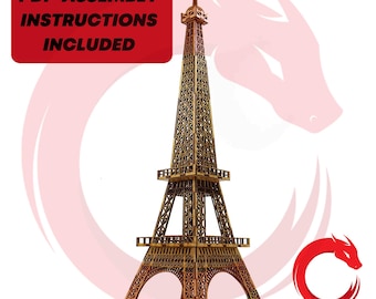Laser cut file Eiffel tower wooden 3d model SVG bundle glowforge Paris building svg Vector template puzzle file Dxf Pdf Eps Cdr cnc pattern