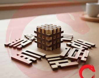 Laser cut Puzzle Cube Children's educational toy SVG files Vector template puzzle file Dxf Ai Eps Cdr  cnc