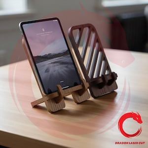 レーザーカットの電話とタブレット用ドックステーションSVG、グローフォージ木製オーガナイザースタンドDXFファイル、ベクターテンプレートファイルEps、Pdf、CNCパターン
