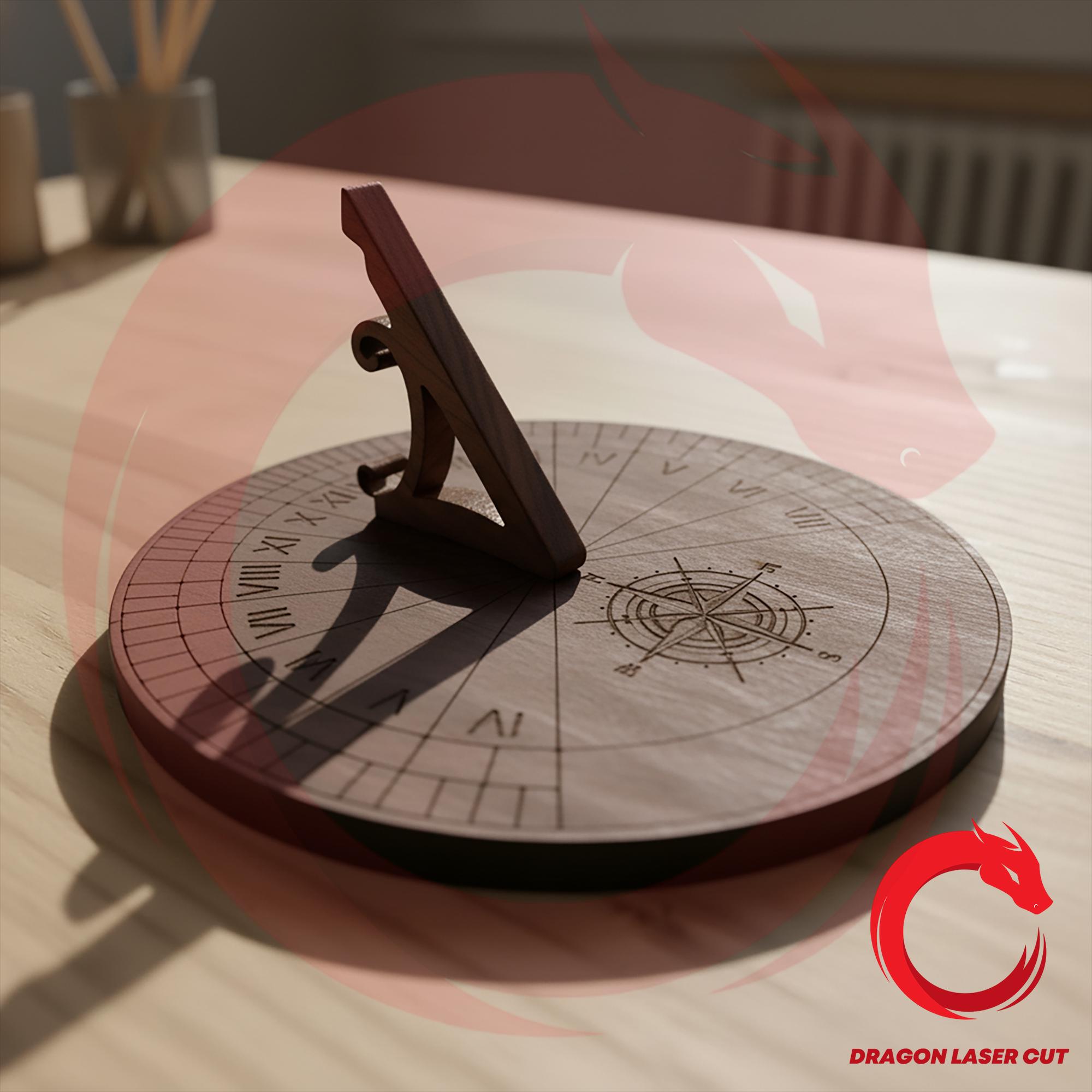 Laser Cut Sundial 3D Model SVG Glowforge Wood Sundial CO2 Files