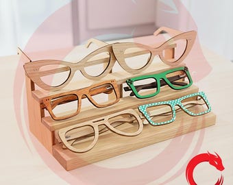 Laser cut SVG Template Wooden Party Glasses Frames 3D model set of 6 Wood Acrilic glasses Vector files Dxf Eps Pdf Ai cnc